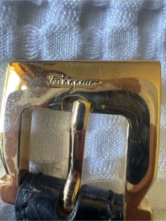 Salvatore Ferragamo Black Leather Belt with Gold Buckle Accent main image 8